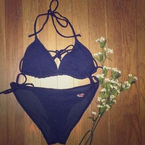 Hollister navy blue lace bikini